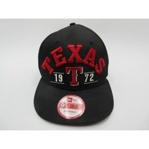 Texas Rangers Hat Cap Snap Back Mens Large‎ Black Red MLB Baseball New Era